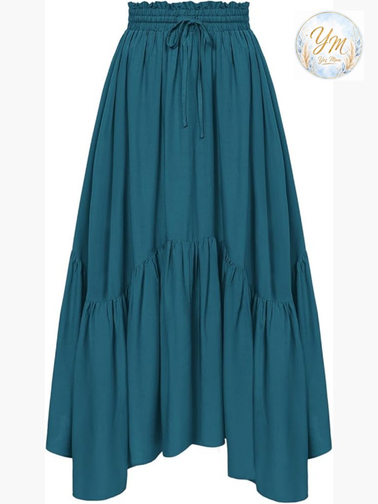 High Waist Renaissance Maxi Skirt With Pockets Long Flowy Boho Skirt